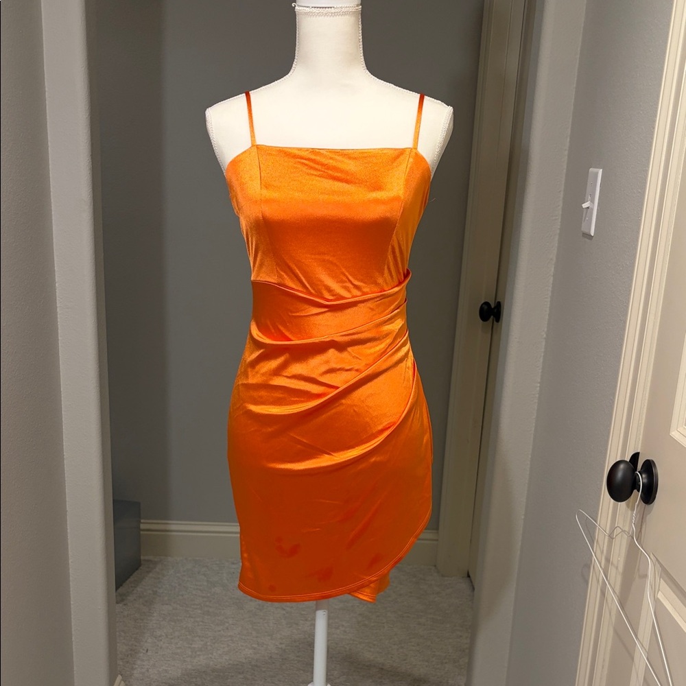Honey and Rosie Vibrant Orange Mini Dress